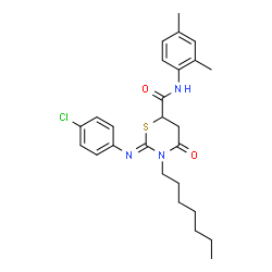 ChemSpider 2D Image | (2Z)-2-[(4-Chlorophenyl)imino]-N-(2,4-dimethylphenyl)-3-heptyl-4-oxo-1,3-thiazinane-6-carboxamide | C26H32ClN3O2S