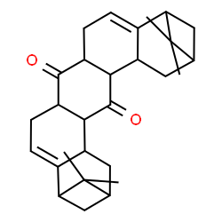 ChemSpider 2D Image | 12,12,22,22-Tetramethylheptacyclo[19.1.1.1~11,13~.0~2,19~.0~5,18~.0~7,16~.0~10,15~]tetracosa-2,9-diene-6,17-dione | C28H36O2