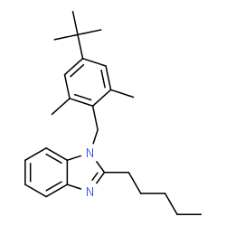 ChemSpider 2D Image | 1-[2,6-Dimethyl-4-(2-methyl-2-propanyl)benzyl]-2-pentyl-1H-benzimidazole | C25H34N2
