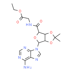 ChemSpider 2D Image | Ethyl ({[6-(6-amino-9H-purin-9-yl)-2,2-dimethyltetrahydrofuro[3,4-d][1,3]dioxol-4-yl]carbonyl}amino)acetate | C17H22N6O6