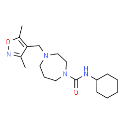 ChemSpider 2D Image | N-Cyclohexyl-4-[(3,5-dimethyl-1,2-oxazol-4-yl)methyl]-1,4-diazepane-1-carboxamide | C18H30N4O2