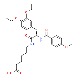 ChemSpider 2D Image | 6-({3-(3,4-Diethoxyphenyl)-2-[(4-methoxybenzoyl)amino]acryloyl}amino)hexanoic acid | C27H34N2O7