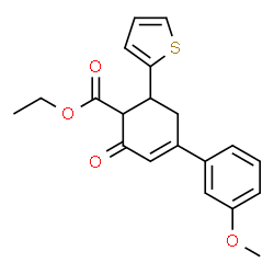 ChemSpider 2D Image | Ethyl 4-(3-methoxyphenyl)-2-oxo-6-(2-thienyl)-3-cyclohexene-1-carboxylate | C20H20O4S