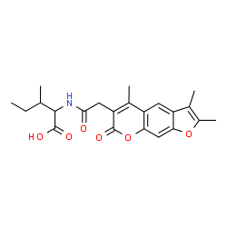 ChemSpider 2D Image | N-[(2,3,5-Trimethyl-7-oxo-7H-furo[3,2-g]chromen-6-yl)acetyl]isoleucine | C22H25NO6