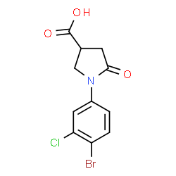 ChemSpider 2D Image | 1-(4-Bromo-3-chlorophenyl)-5-oxo-3-pyrrolidinecarboxylic acid | C11H9BrClNO3