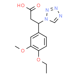 ChemSpider 2D Image | 3-(4-Ethoxy-3-methoxyphenyl)-3-(1H-tetrazol-1-yl)propanoic acid | C13H16N4O4