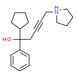 ChemSpider 2D Image | 1-(5-Cyclopentyl-5-hydroxy-5-phenyl-2-pentyn-1-yl)pyrrolidinium | C20H28NO