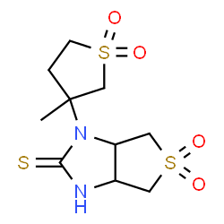 ChemSpider 2D Image | 1-(3-Methyl-1,1-dioxidotetrahydro-3-thiophenyl)tetrahydro-1H-thieno[3,4-d]imidazole-2(3H)-thione 5,5-dioxide | C10H16N2O4S3