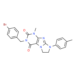 ChemSpider 2D Image | 3-(4-Bromobenzyl)-1-methyl-8-(4-methylphenyl)-7,8-dihydro-1H-imidazo[2,1-f]purine-2,4(3H,6H)-dione | C22H20BrN5O2