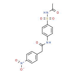 ChemSpider 2D Image | N-[4-(Acetylsulfamoyl)phenyl]-2-(4-nitrophenyl)acetamide | C16H15N3O6S