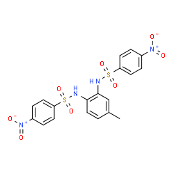 ChemSpider 2D Image | N,N'-(4-Methyl-1,2-phenylene)bis(4-nitrobenzenesulfonamide) | C19H16N4O8S2