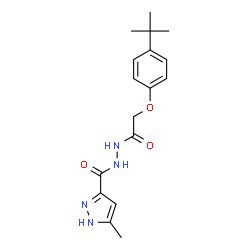 ChemSpider 2D Image | 5-Methyl-N'-{[4-(2-methyl-2-propanyl)phenoxy]acetyl}-1H-pyrazole-3-carbohydrazide | C17H22N4O3