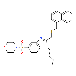 ChemSpider 2D Image | 1-Butyl-5-(4-morpholinylsulfonyl)-2-{[(1-naphthylmethyl)sulfanyl]methyl}-1H-benzimidazole | C27H31N3O3S2
