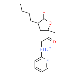 ChemSpider 2D Image | N-[2-(4-Butyl-2-methyl-5-oxotetrahydro-2-furanyl)-2-oxoethyl]-2-pyridinaminium | C16H23N2O3