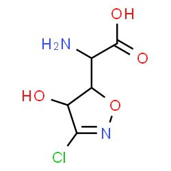 ChemSpider 2D Image | Amino(3-chloro-4-hydroxy-4,5-dihydro-1,2-oxazol-5-yl)acetic acid | C5H7ClN2O4