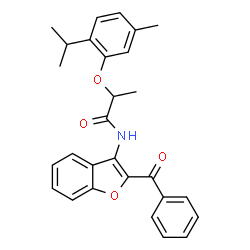ChemSpider 2D Image | N-(2-Benzoyl-1-benzofuran-3-yl)-2-(2-isopropyl-5-methylphenoxy)propanamide | C28H27NO4