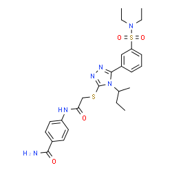 ChemSpider 2D Image | 4-{[({4-sec-Butyl-5-[3-(diethylsulfamoyl)phenyl]-4H-1,2,4-triazol-3-yl}sulfanyl)acetyl]amino}benzamide | C25H32N6O4S2