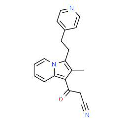 ChemSpider 2D Image | 3-{2-Methyl-3-[2-(4-pyridinyl)ethyl]-1-indolizinyl}-3-oxopropanenitrile | C19H17N3O