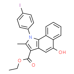 ChemSpider 2D Image | Ethyl 5-hydroxy-1-(4-iodophenyl)-2-methyl-1H-benzo[g]indole-3-carboxylate | C22H18INO3