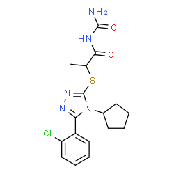 ChemSpider 2D Image | N-Carbamoyl-2-{[5-(2-chlorophenyl)-4-cyclopentyl-4H-1,2,4-triazol-3-yl]sulfanyl}propanamide | C17H20ClN5O2S