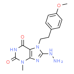 ChemSpider 2D Image | 8-Hydrazino-7-[2-(4-methoxyphenyl)ethyl]-3-methyl-3,7-dihydro-1H-purine-2,6-dione | C15H18N6O3
