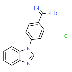 ChemSpider 2D Image | 4-(1H-1,3-benzodiazol-1-yl)benzene-1-carboximidamide hydrochloride | C14H13ClN4