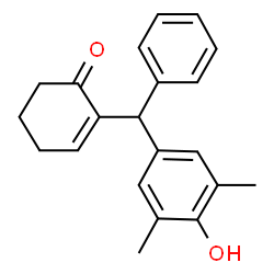 ChemSpider 2D Image | 2-({4-Hydroxy-3,5-dimethylphenyl}(phenyl)methyl)cyclohex-2-enone | C21H22O2