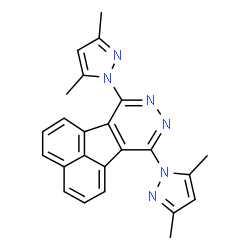 ChemSpider 2D Image | 7,10-Bis(3,5-dimethyl-1H-pyrazol-1-yl)-8,9-diazafluoranthene | C24H20N6