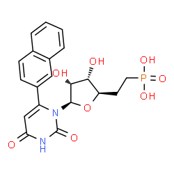 ChemSpider 2D Image | 1-(5,6-Dideoxy-6-phosphono-beta-D-ribo-hexofuranosyl)-6-(2-naphthyl)-2,4(1H,3H)-pyrimidinedione | C20H21N2O8P