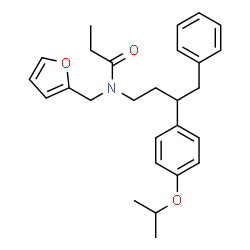 ChemSpider 2D Image | N-(2-Furylmethyl)-N-[3-(4-isopropoxyphenyl)-4-phenylbutyl]propanamide | C27H33NO3