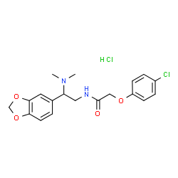 ChemSpider 2D Image | N-[2-(1,3-Benzodioxol-5-yl)-2-(dimethylamino)ethyl]-2-(4-chlorophenoxy)acetamide hydrochloride (1:1) | C19H22Cl2N2O4