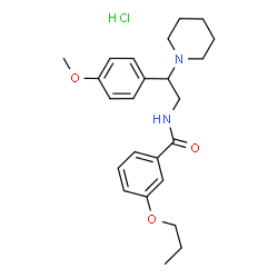 ChemSpider 2D Image | N-[2-(4-Methoxyphenyl)-2-(1-piperidinyl)ethyl]-3-propoxybenzamide hydrochloride (1:1) | C24H33ClN2O3