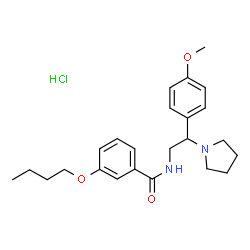 ChemSpider 2D Image | 3-Butoxy-N-[2-(4-methoxyphenyl)-2-(1-pyrrolidinyl)ethyl]benzamide hydrochloride (1:1) | C24H33ClN2O3