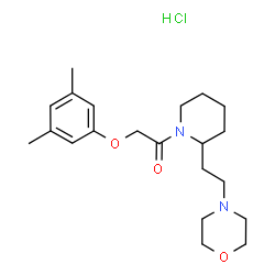 ChemSpider 2D Image | 2-(3,5-Dimethylphenoxy)-1-{2-[2-(4-morpholinyl)ethyl]-1-piperidinyl}ethanone hydrochloride (1:1) | C21H33ClN2O3