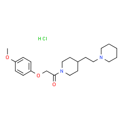 ChemSpider 2D Image | 2-(4-Methoxyphenoxy)-1-{4-[2-(1-piperidinyl)ethyl]-1-piperidinyl}ethanone hydrochloride (1:1) | C21H33ClN2O3