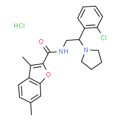 ChemSpider 2D Image | N-[2-(2-Chlorophenyl)-2-(1-pyrrolidinyl)ethyl]-3,6-dimethyl-1-benzofuran-2-carboxamide hydrochloride (1:1) | C23H26Cl2N2O2