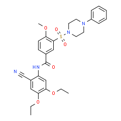 ChemSpider 2D Image | N-(2-Cyano-4,5-diethoxyphenyl)-4-methoxy-3-[(4-phenyl-1-piperazinyl)sulfonyl]benzamide | C29H32N4O6S