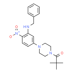 ChemSpider 2D Image | 1-{4-[3-(Benzylamino)-4-nitrophenyl]-1-piperazinyl}-2,2-dimethyl-1-propanone | C22H28N4O3