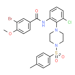 ChemSpider 2D Image | 3-Bromo-N-(3-chloro-2-{4-[(4-methylphenyl)sulfonyl]-1-piperazinyl}phenyl)-4-methoxybenzamide | C25H25BrClN3O4S