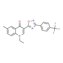 ChemSpider 2D Image | 1-Ethyl-6-methyl-3-{3-[4-(trifluoromethyl)phenyl]-1,2,4-oxadiazol-5-yl}-4(1H)-quinolinone | C21H16F3N3O2