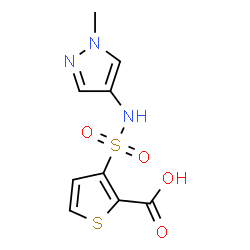 ChemSpider 2D Image | 3-[(1-Methyl-1H-pyrazol-4-yl)sulfamoyl]-2-thiophenecarboxylic acid | C9H9N3O4S2