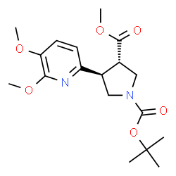ChemSpider 2D Image | 1-tert-Butyl 3-methyl (3S,4S)-4-(5,6-dimethoxypyridin-2-yl)pyrrolidine-1,3-dicarboxylate | C18H26N2O6