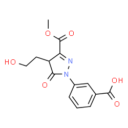 ChemSpider 2D Image | 3-[4-(2-Hydroxyethyl)-3-(methoxycarbonyl)-5-oxo-4,5-dihydro-1H-pyrazol-1-yl]benzoic acid | C14H14N2O6