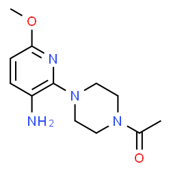ChemSpider 2D Image | 1-[4-(3-Amino-6-methoxy-2-pyridinyl)-1-piperazinyl]ethanone | C12H18N4O2