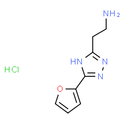 ChemSpider 2D Image | 2-[3-(2-Furyl)-1H-1,2,4-triazol-5-yl]ethanamine hydrochloride (1:1) | C8H11ClN4O