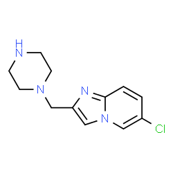 ChemSpider 2D Image | 6-Chloro-2-(1-piperazinylmethyl)imidazo[1,2-a]pyridine | C12H15ClN4