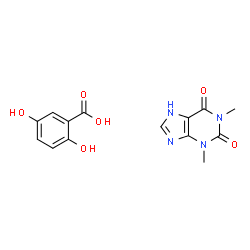 ChemSpider 2D Image | 2,5-Dihydroxybenzoic acid - 1,3-dimethyl-3,7-dihydro-1H-purine-2,6-dione (1:1) | C14H14N4O6