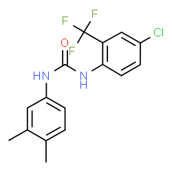 ChemSpider 2D Image | 1-[4-Chloro-2-(trifluoromethyl)phenyl]-3-(3,4-dimethylphenyl)urea | C16H14ClF3N2O