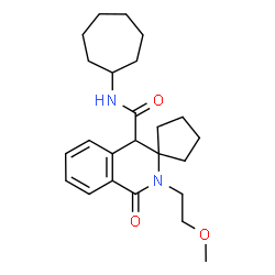 ChemSpider 2D Image | N-Cycloheptyl-2'-(2-methoxyethyl)-1'-oxo-1',4'-dihydro-2'H-spiro[cyclopentane-1,3'-isoquinoline]-4'-carboxamide | C24H34N2O3