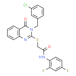 ChemSpider 2D Image | 2-{[3-(3-Chlorobenzyl)-4-oxo-3,4-dihydro-2-quinazolinyl]sulfanyl}-N-(2,4-difluorophenyl)acetamide | C23H16ClF2N3O2S